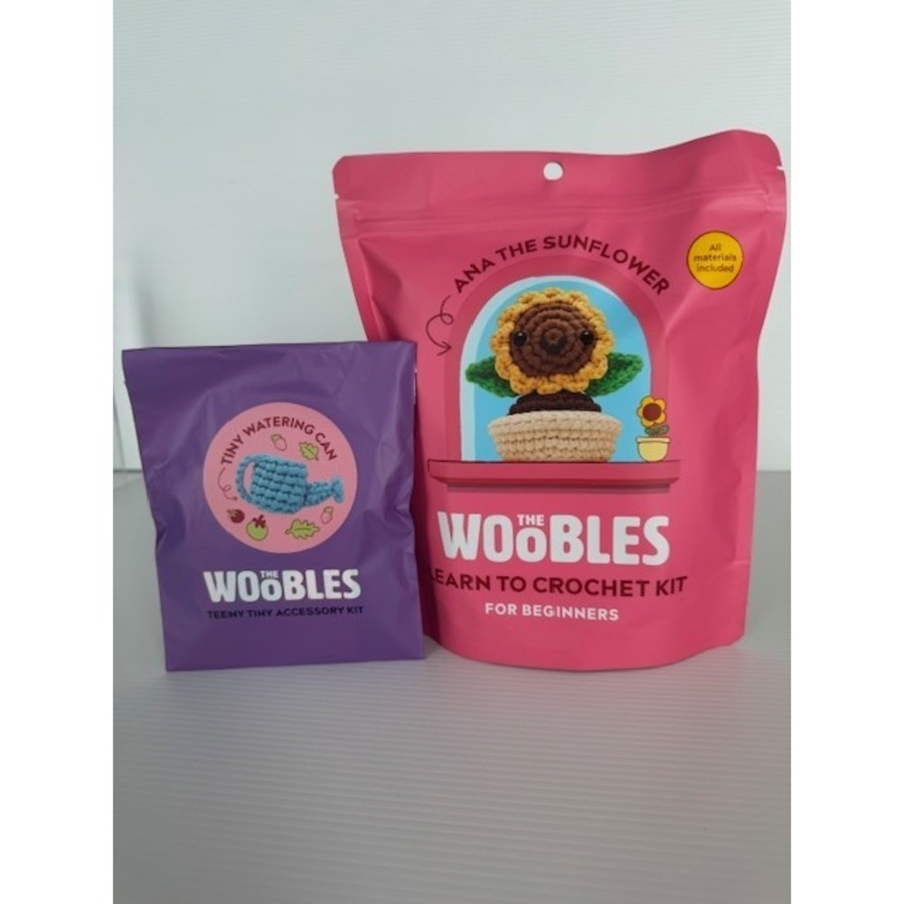 The Woobles Sunflower with a Watering Can - Crochet Kit with 4mm Hook included
